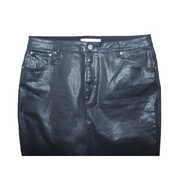 nwot ASOS Curve, High-Rise Farleigh Mom Jeans in Coated Black - Size 16W - Picture 3 of 11